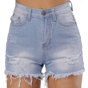WEIGOU WOMENS DISTRESSES DENIM SHORTS, SMALL, NWT